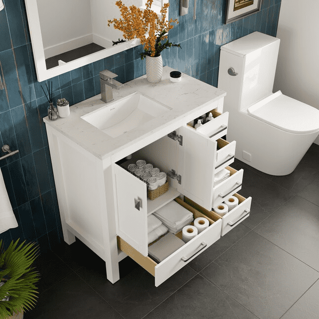 Bộ tủ kệ phòng tắm phong cách tối giản